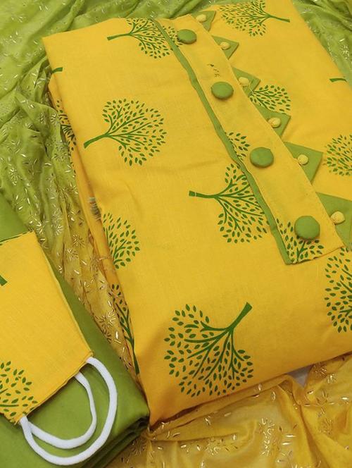 yellow colored unstiched dress - 20234648 - Very Small Image - 1