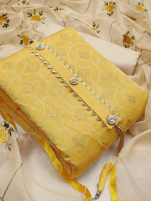lemon sherbet colored unstiched dress - 20234682 - Very Small Image - 1