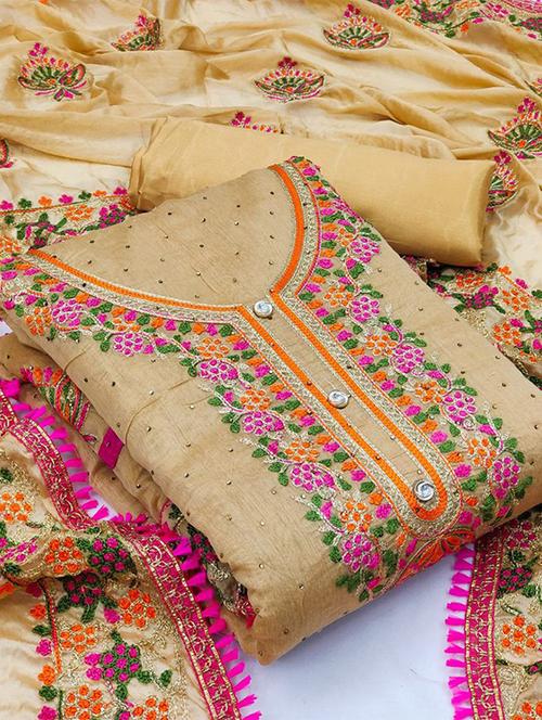 embroidered unstitched suit set - 20234697 - Very Small Image - 1