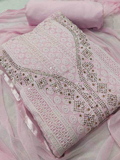 embroidered unstitched suit set - 20234698 - Very Small Image - 1