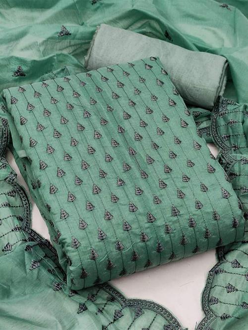 sea green colored unstiched dress - 20234779 - Very Small Image - 1