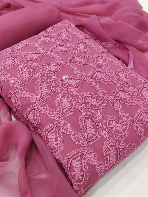 pink embroidered unstitched suits - 20234785 - Very Small Image - 1
