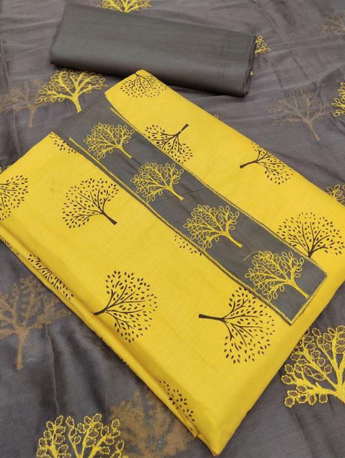 mustard colored unstiched dress - 20234809 - Very Small Image - 1