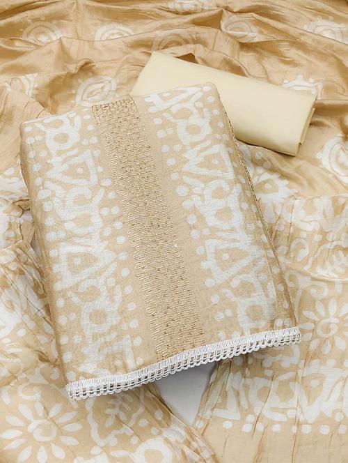 cream colored unstiched dress - 20234894 - Very Small Image - 1