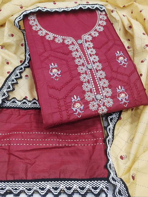 embroidered unstitched suit set - 20234912 - Very Small Image - 1