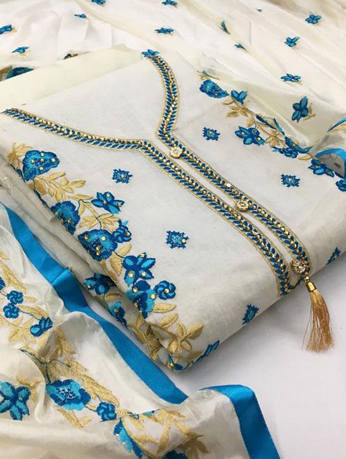 blue embroidered unstitched suit - 20234926 - Very Small Image - 1