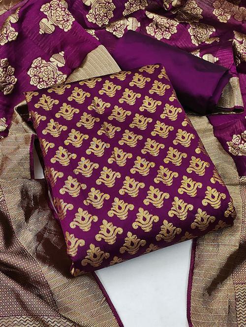 purple colored unstiched dress - 20234928 - Very Small Image - 1