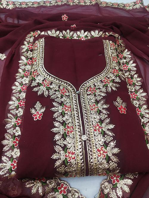 embroidered unstitched suit set - 20234931 - Very Small Image - 1