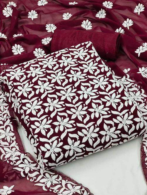 embroidered unstitched suit set - 20234941 - Very Small Image - 1
