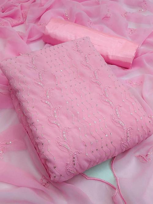 pink colored unstiched dress - 20234947 - Very Small Image - 1