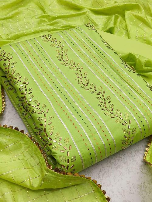 green colored unstiched dress - 20234969 - Very Small Image - 1