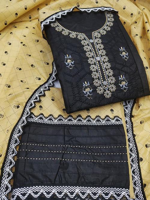black colored unstiched dress - 20234995 - Very Small Image - 1