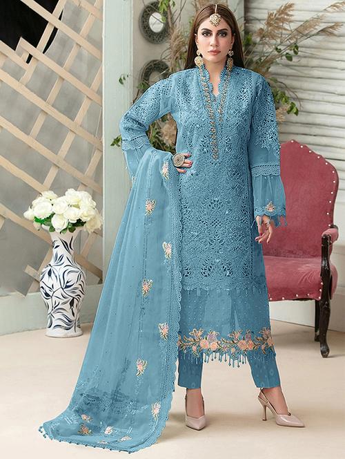 embroidered unstitched suit set - 20235262 - Very Small Image - 1