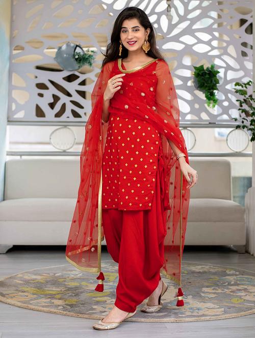embroidered unstitched suit set - 20235553 - Very Small Image - 1
