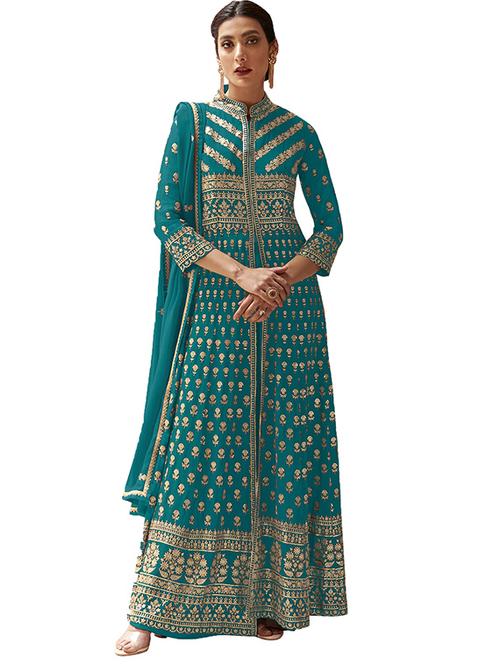 ai aqua colored unstiched dress - 20235941 - Very Small Image - 1