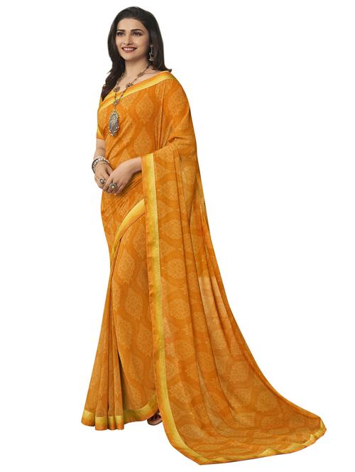 women mustard floral printed saree - 20236725 - Very Small Image - 1