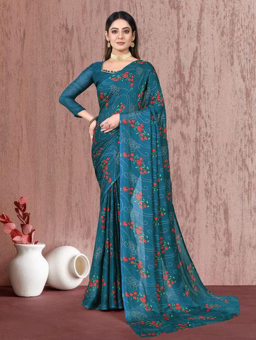 floral printed saree - 20236987 - Very Small Image - 1