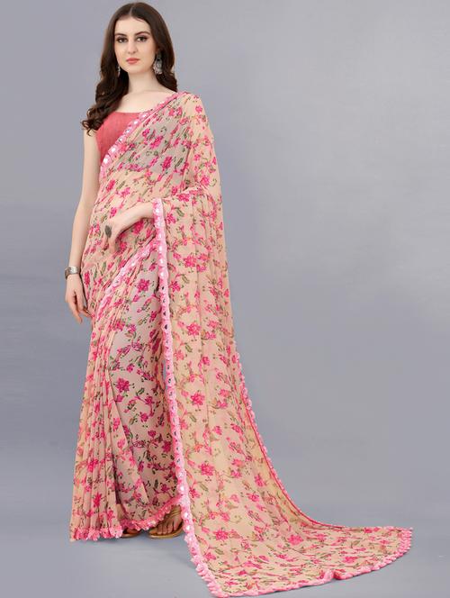 floral printed saree - 20237292 - Very Small Image - 1