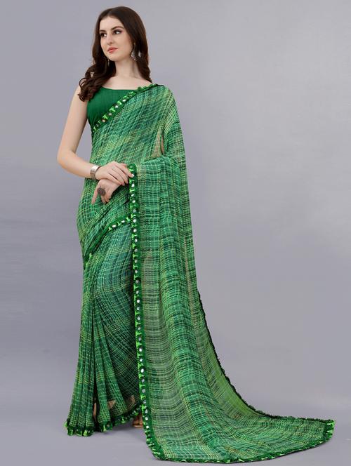 lace detailed printed saree with blouse - 20237485 - Very Small Image - 1