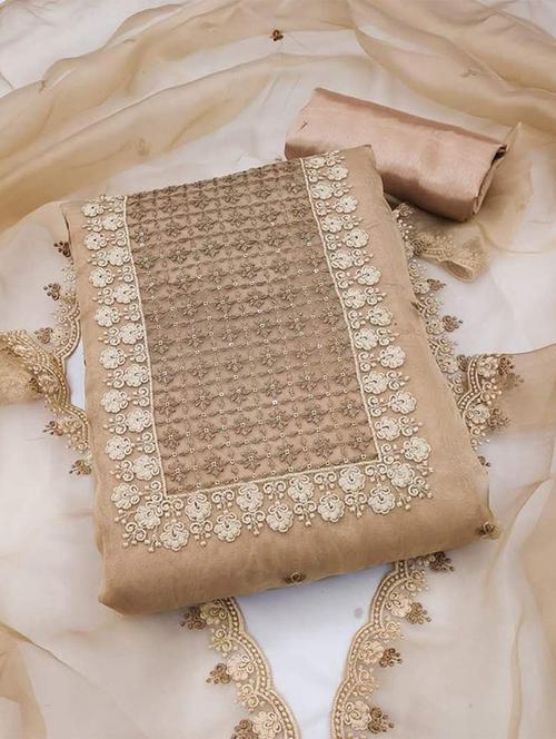 embroidered unstitched suit set - 20239083 - Very Small Image - 1