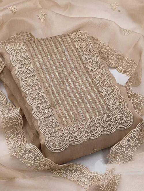 embroidered unstitched suit set - 20239100 - Very Small Image - 1