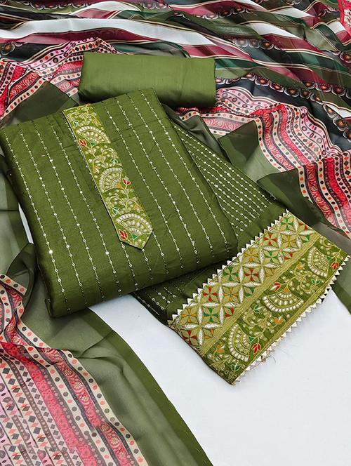 embroidered unstitched suit set - 20239118 - Very Small Image - 1