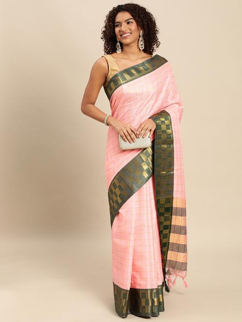 zari work kota doria saree with blouse - 20239260 - Very Small Image - 1