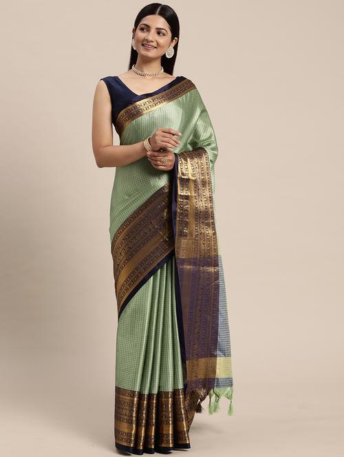 multi colored bordered saree with blouse - 20239325 - Very Small Image - 1