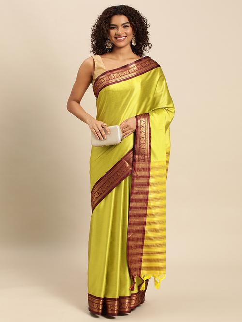 lime green dharmavaram saree with blouse - 20239395 - Very Small Image - 1