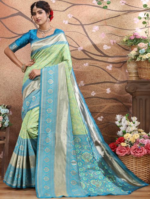 jacquard work banarasi saree - 20239587 - Very Small Image - 1