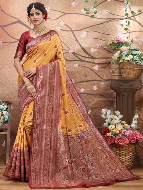 self design dharmavaram saree with blouse - 20239616 - Very Small Image - 1