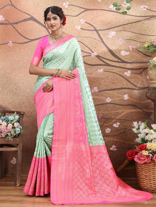 jacquard work banarasi saree with blouse - 20239641 - Very Small Image - 1