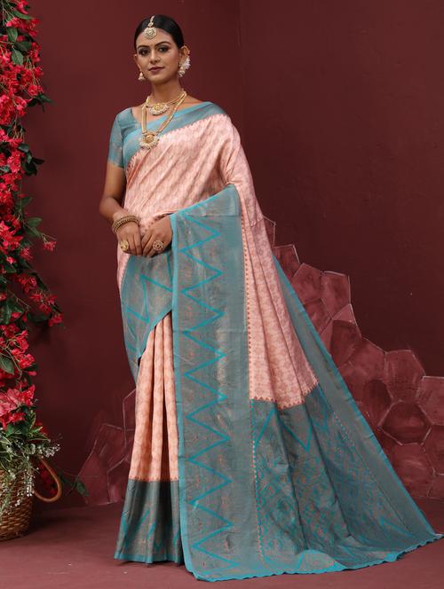 jacquard work banarasi saree with blouse - 20240041 - Very Small Image - 1
