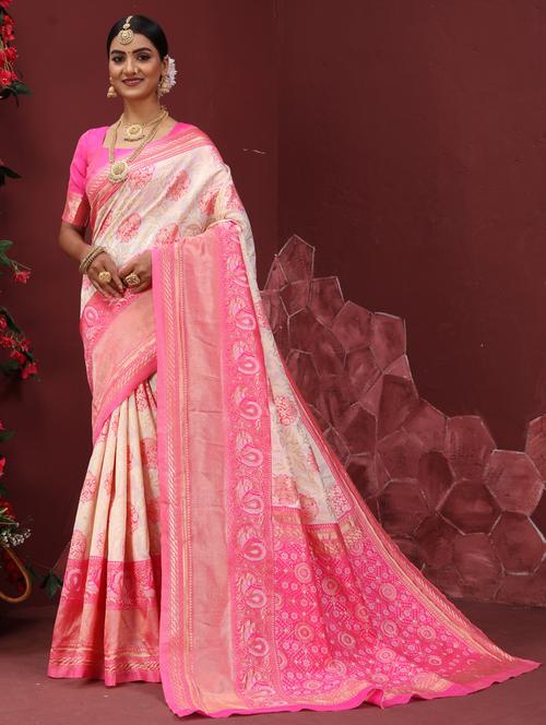 jacquard work kanjivaram saree with blouse - 20240052 - Very Small Image - 1