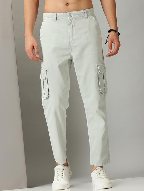 grey cotton cargos casual trousers - 20242856 - Very Small Image - 1
