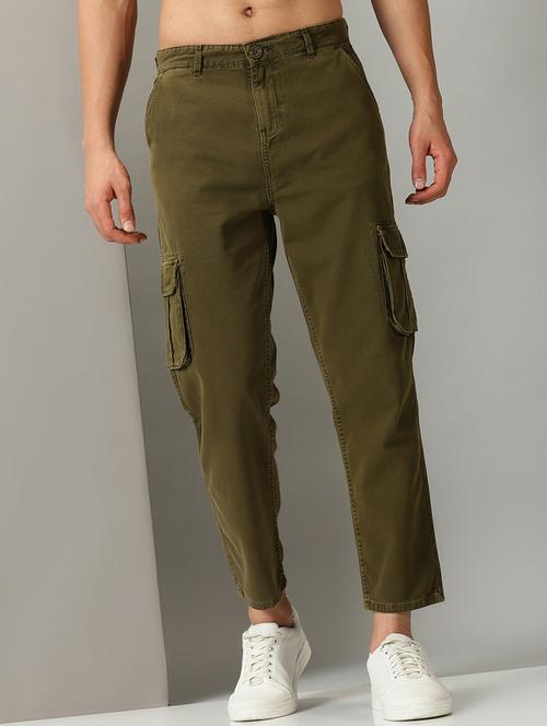 olive cotton cargos casual trouser - 20242857 - Very Small Image - 1