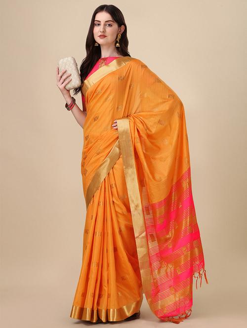 orange colored paithani saree with blouse - 20243154 - Very Small Image - 1