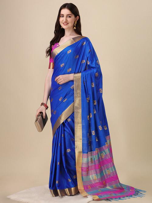 navy blue colored paithani saree - 20243158 - Very Small Image - 1