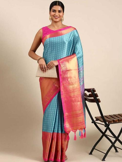 jacquard work kanjivaram saree with blouse - 20243186 - Very Small Image - 1