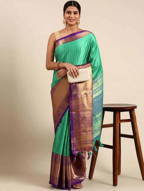 zari work kanjivaram saree with blouse - 20243187 - Very Small Image - 1