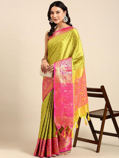 jacquard work kanjivaram saree with blouse - 20243252 - Very Small Image - 1