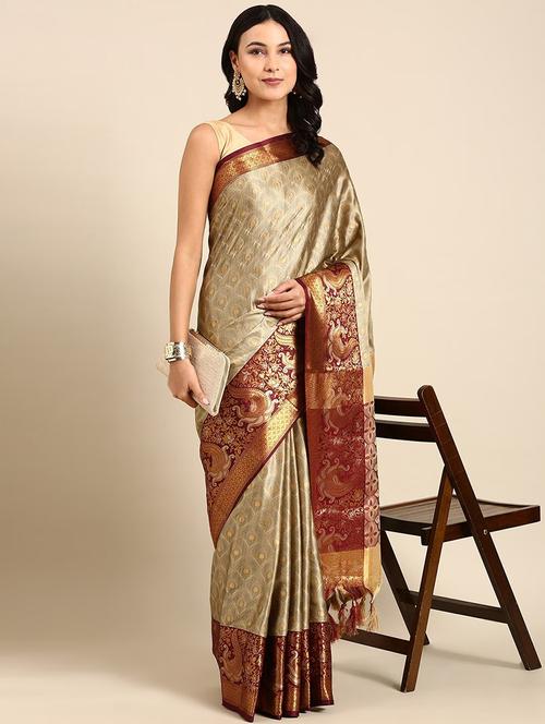 jacquard work kanjivaram saree with blouse - 20243254 - Very Small Image - 1
