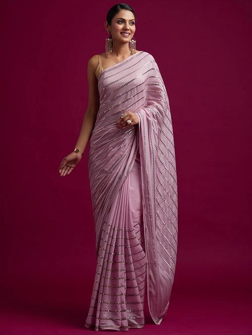 lavender colored embellished saree with blouse - 20243278 - Very Small Image - 1