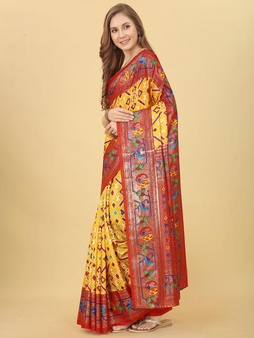 women yellow silk blend patola saree - 20243288 - Very Small Image - 1