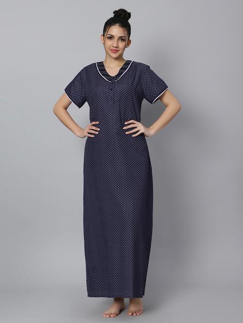 dark blue printed nighty - 20243457 - Very Small Image - 1
