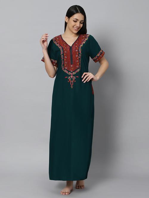 teal solid with work nighty - 20243476 - Very Small Image - 1