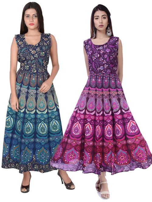 pack of 2 fit & flare ethnic dress - 20243651 - Very Small Image - 1