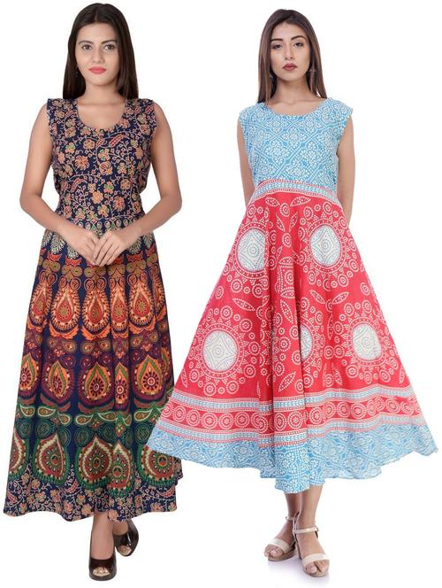 pack of 2 fit & flare ethnic dress - 20243663 - Very Small Image - 1
