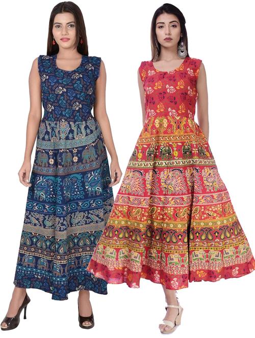 pack of 2 fit & flare ethnic dress - 20243953 - Very Small Image - 1