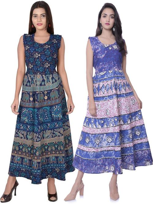 pack of 2 fit & flare ethnic dress - 20244002 - Very Small Image - 1